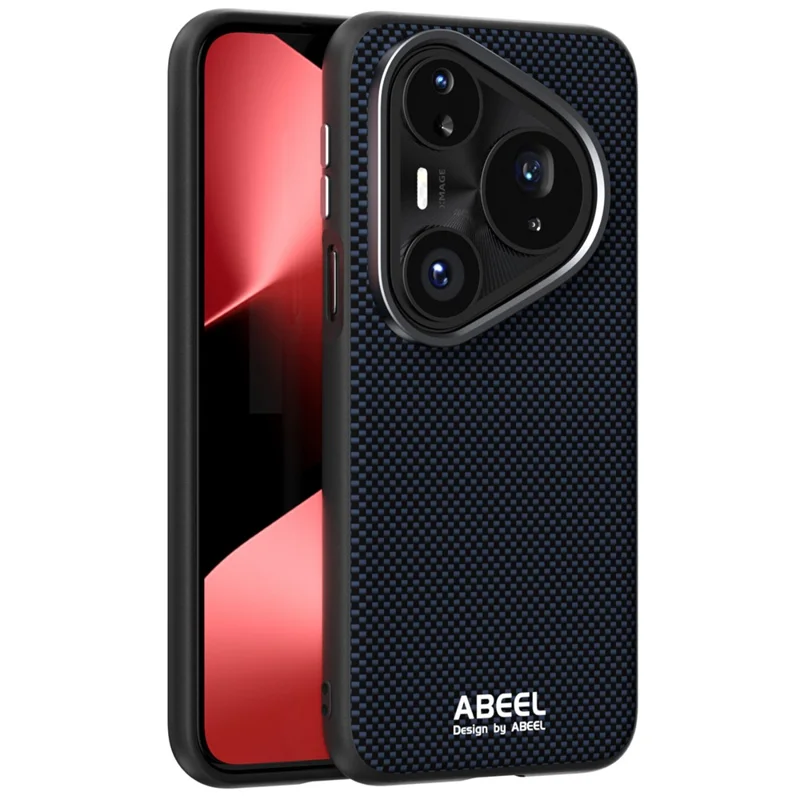 ABEEL Pour Huawei Pura 80 Pro+ / 80 Pro Étui Compatible avec MagSafe Imprimé PC TPU Alliage d'Aluminium Housse de Téléphone en Cuir - Noir