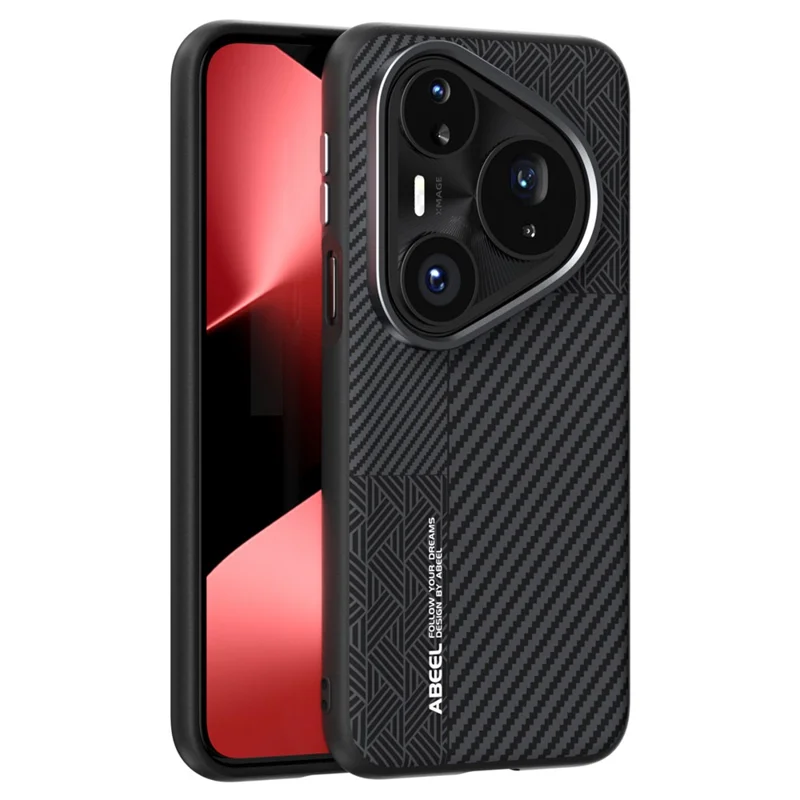 ABEEL Para Huawei Pura 80 Pro+ / 80 Pro Capa de PC + TPU + Liga de Alumínio + Couro PU Compatível com MagSafe - Textura 1