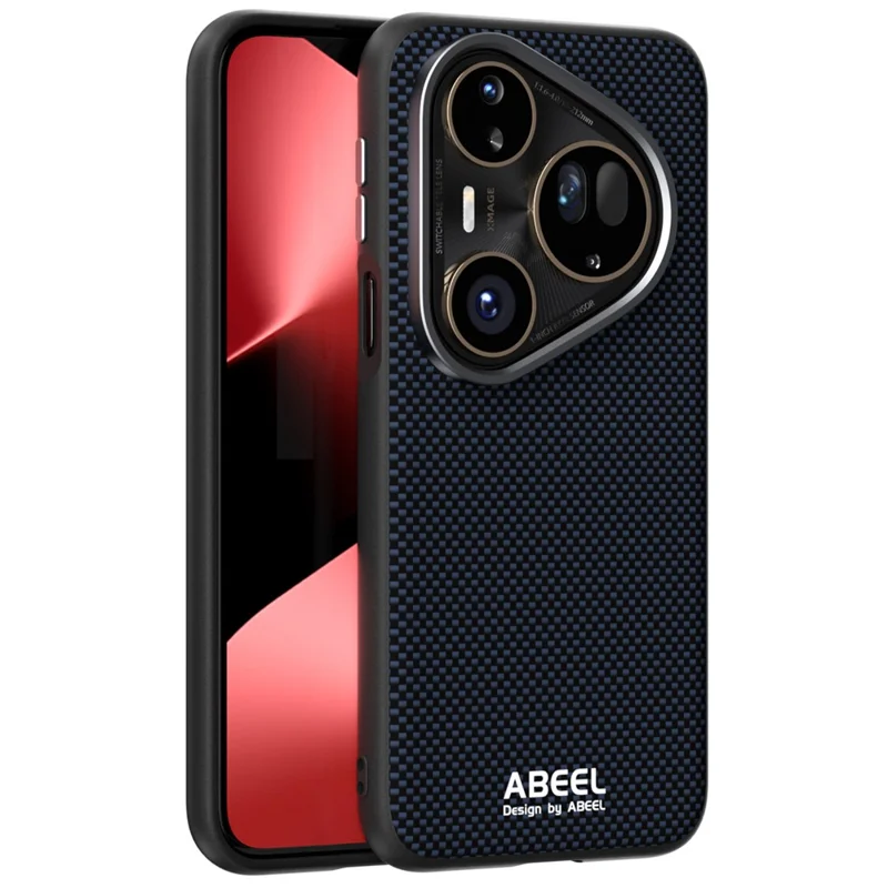 ABEEL Para Huawei Pura 80 Ultra Funda Compatible con MagSafe Impresa de PC TPU Aleación de Aluminio Funda de Cuero para Teléfono - Negro