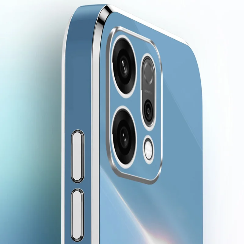 XINLI Para Oppo Reno14 5G (Global) Capa com Suporte em Anel Galvanizado de TPU para Celular - Ciano