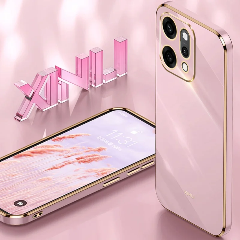 Capa XINLI para Oppo Reno14 Pro 5G (Global) em TPU com Moldura Eletrolítica - Roxa