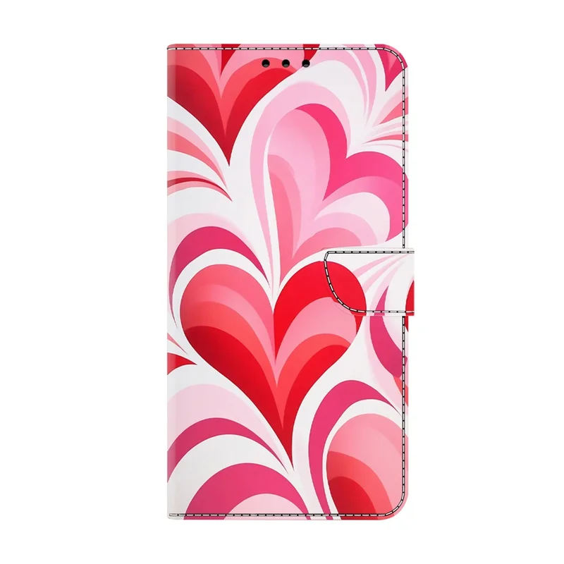 For iPhone 16 Case Wallet Stand Pattern Printing PU Leather Flip Phone Cover - Love