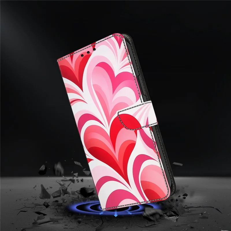 For iPhone 16 Plus Case Wallet Stand Pattern Printing PU Leather Flip Phone Cover - Love