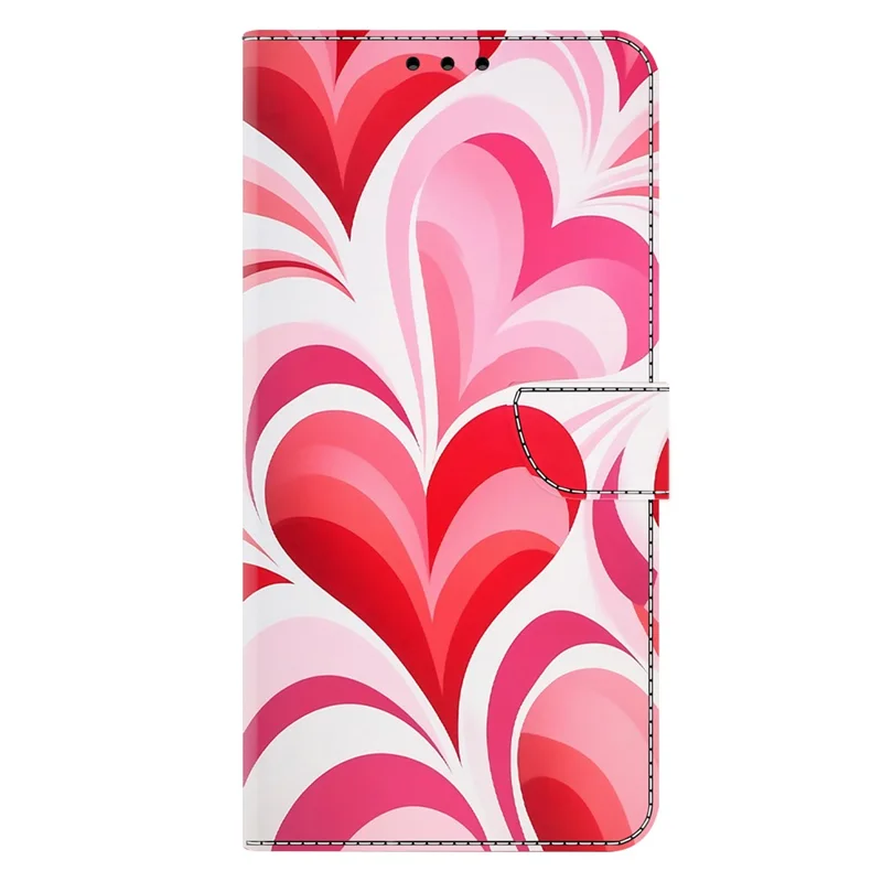For iPhone 16 Plus Case Wallet Stand Pattern Printing PU Leather Flip Phone Cover - Love