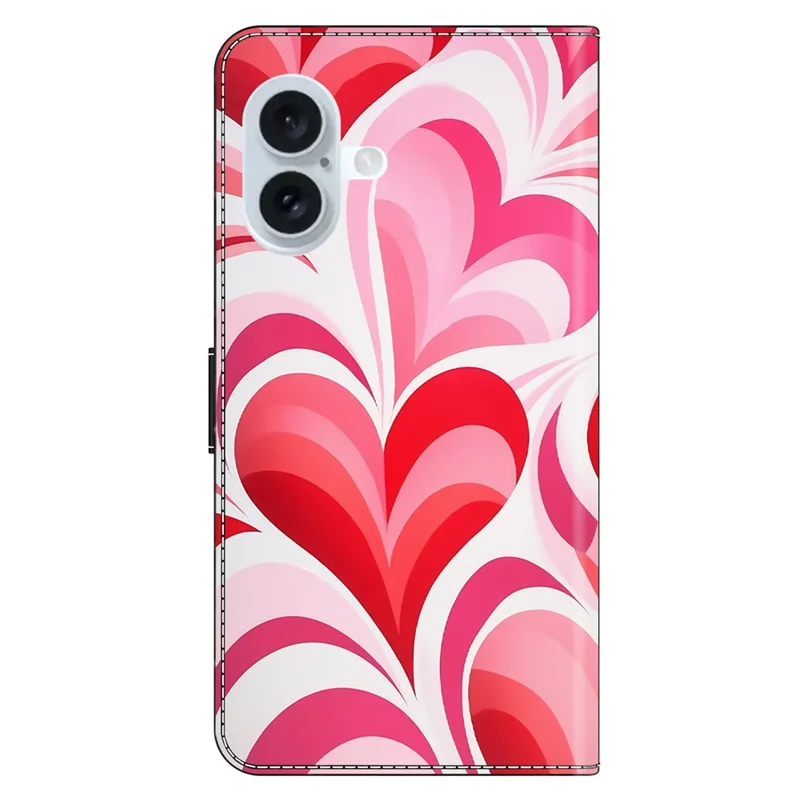 For iPhone 16 Plus Case Wallet Stand Pattern Printing PU Leather Flip Phone Cover - Love