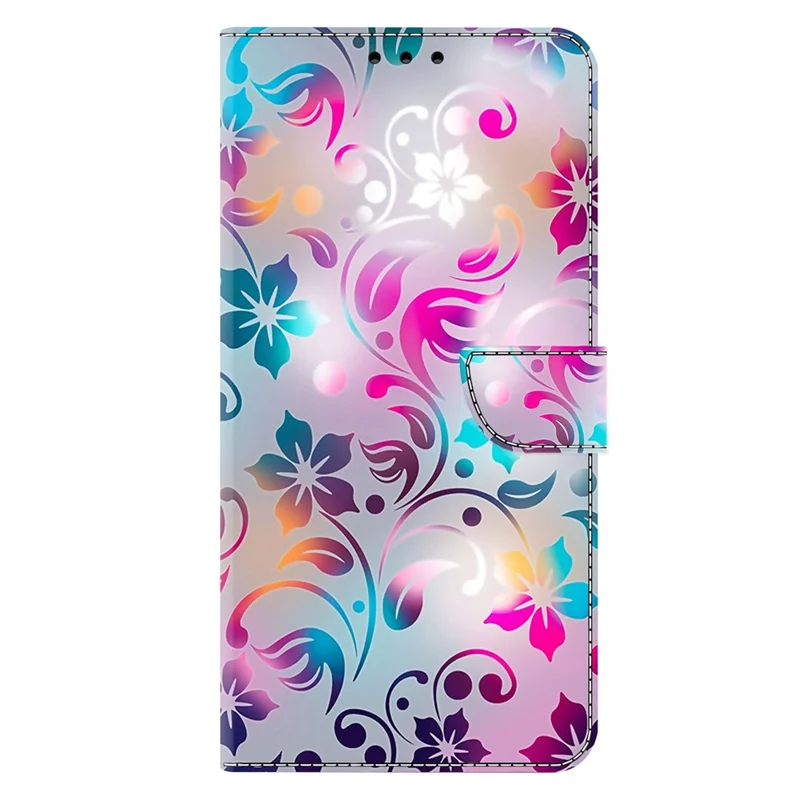 For iPhone 16e Case Wallet Stand Pattern Printing PU Leather Flip Phone Cover - Craft Flowers