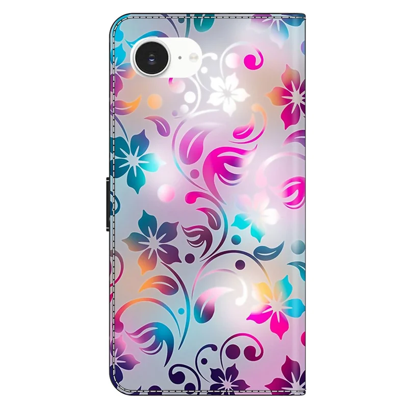 For iPhone 16e Case Wallet Stand Pattern Printing PU Leather Flip Phone Cover - Craft Flowers