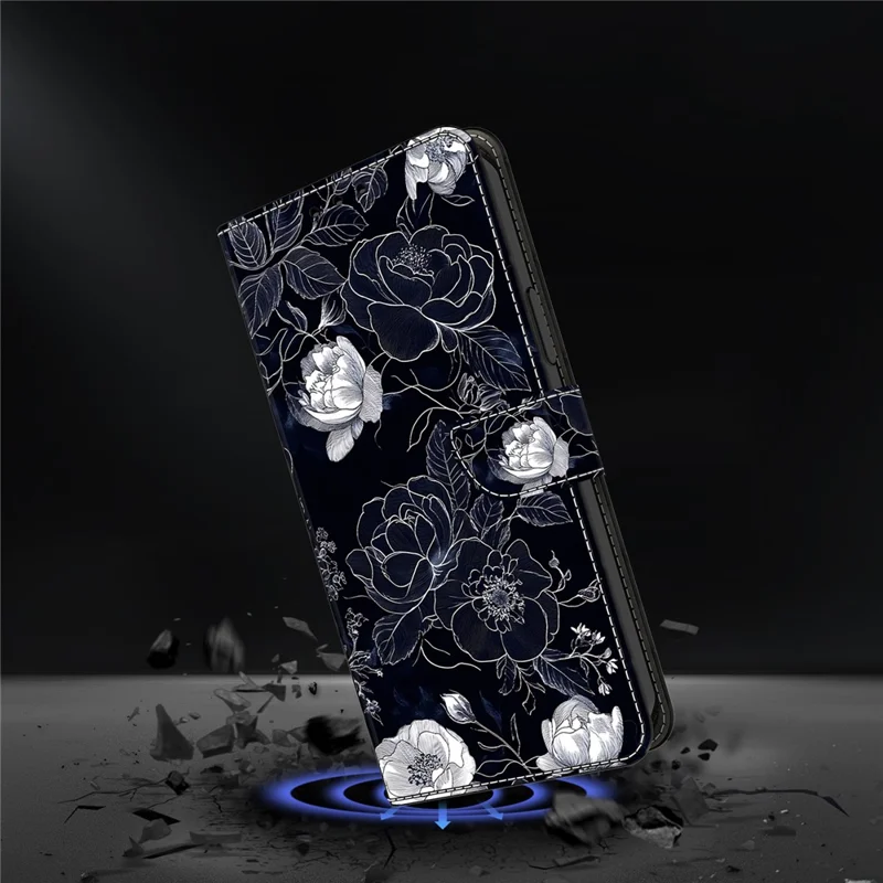 Per Motorola Moto G05 4G / E15 4G Custodia Portafoglio Stand Stampa a Motivo Pelle PU Flip Phone Cover - Fiori Vintage