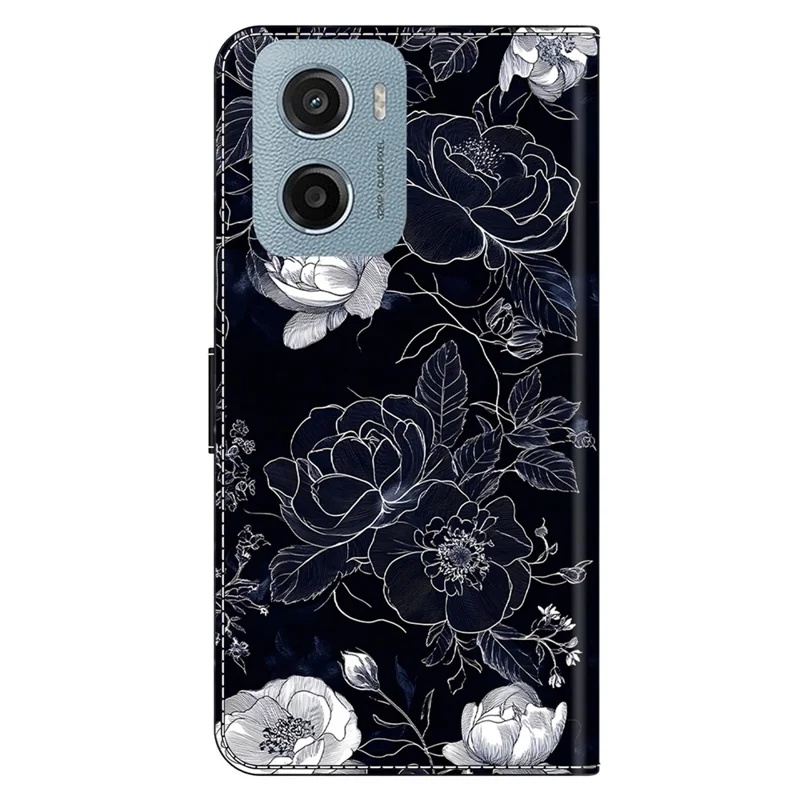 Per Motorola Moto G05 4G / E15 4G Custodia Portafoglio Stand Stampa a Motivo Pelle PU Flip Phone Cover - Fiori Vintage