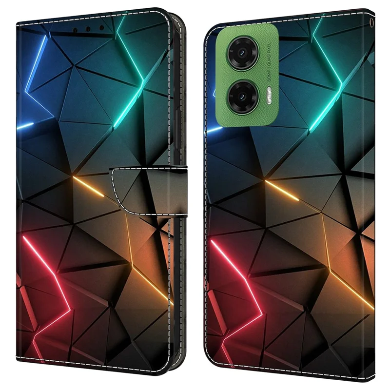 For Motorola Moto G35 5G Case Wallet Stand Pattern Printing PU Leather Flip Phone Cover - Light Cracks