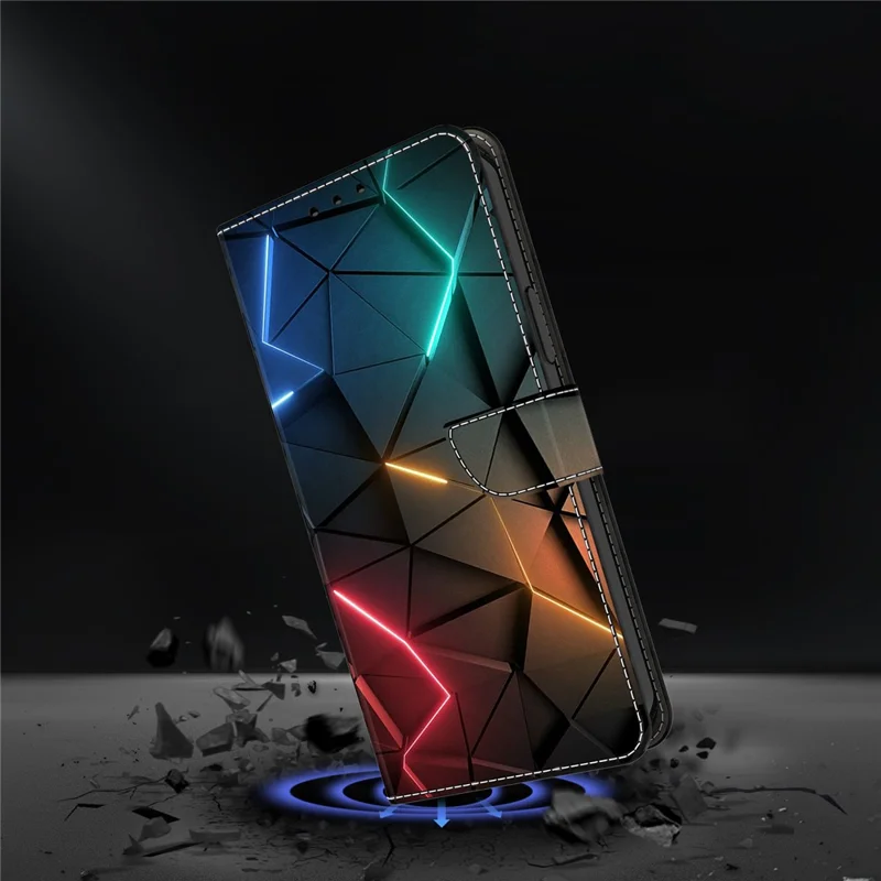 For Motorola Moto G35 5G Case Wallet Stand Pattern Printing PU Leather Flip Phone Cover - Light Cracks