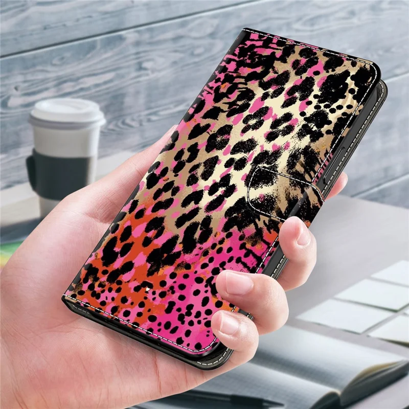 For Xiaomi Redmi Note 14 4G (164.84mm) Case Wallet Stand Pattern Printing PU Leather Flip Phone Cover - Black and Red Spots