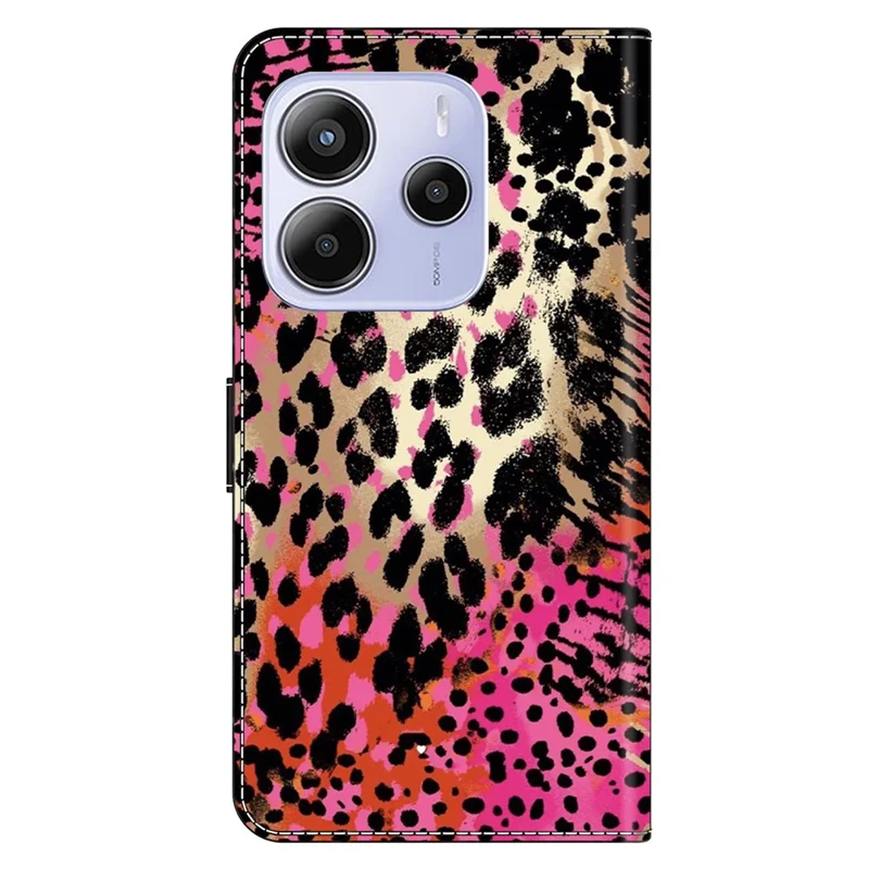 For Xiaomi Redmi Note 14 4G (164.84mm) Case Wallet Stand Pattern Printing PU Leather Flip Phone Cover - Black and Red Spots