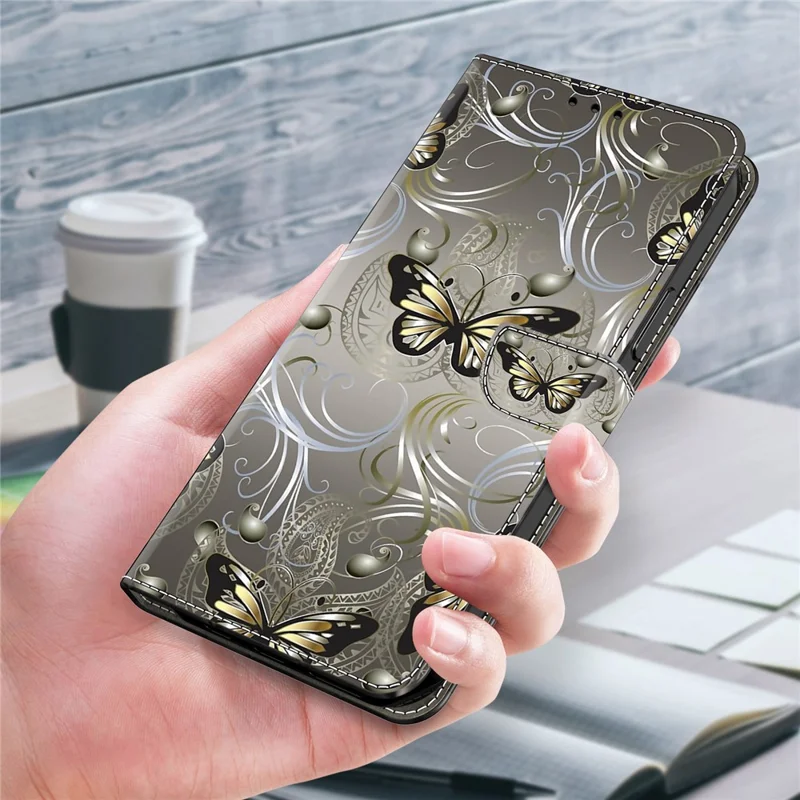 For Xiaomi Redmi Note 14 Pro+ 5G Case Wallet Stand Pattern Printing PU Leather Flip Phone Cover - Lace Butterfly