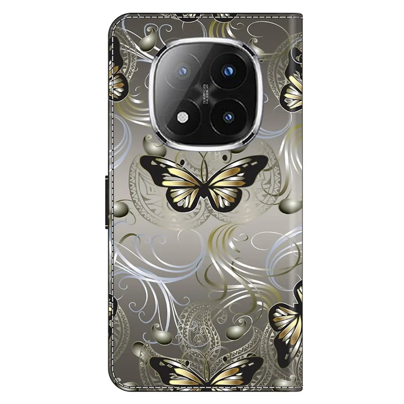 For Xiaomi Redmi Note 14 Pro+ 5G Case Wallet Stand Pattern Printing PU Leather Flip Phone Cover - Lace Butterfly