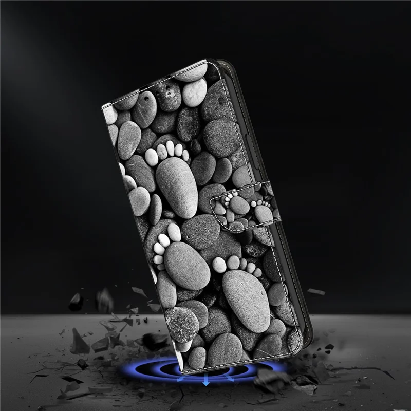 For Google Pixel 9 Pro XL Case Wallet Stand Pattern Printing PU Leather Flip Phone Cover - Stone Footprints