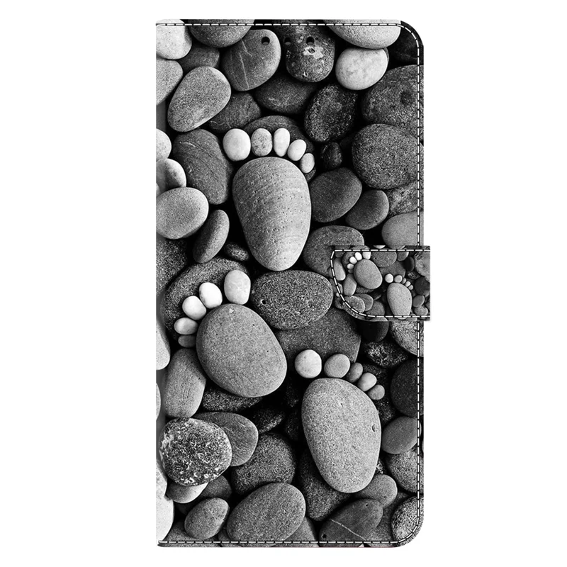 For Google Pixel 9 Pro XL Case Wallet Stand Pattern Printing PU Leather Flip Phone Cover - Stone Footprints