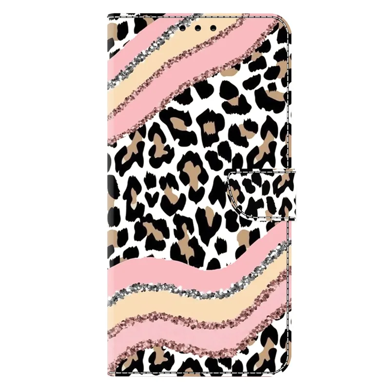 Für Samsung Galaxy S25 Edge Hülle Geldbörse Ständer Muster Drucken PU Leder Flip Handyhülle - Gestreifter Leopard