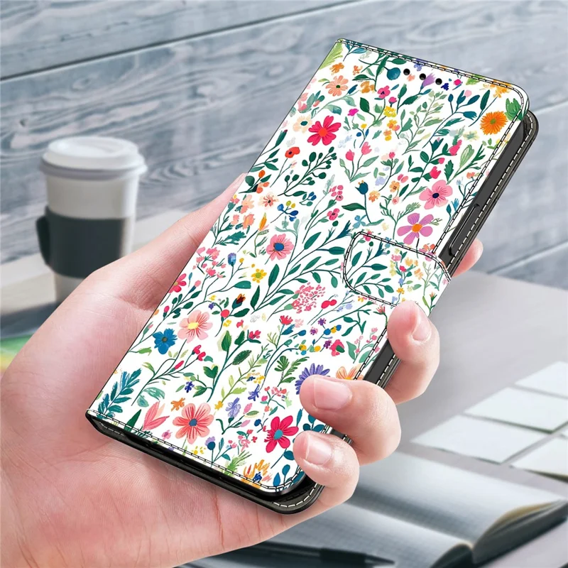 For Samsung Galaxy S25 Case Wallet Stand Pattern Printing PU Leather Flip Phone Cover - Small Flowerbed