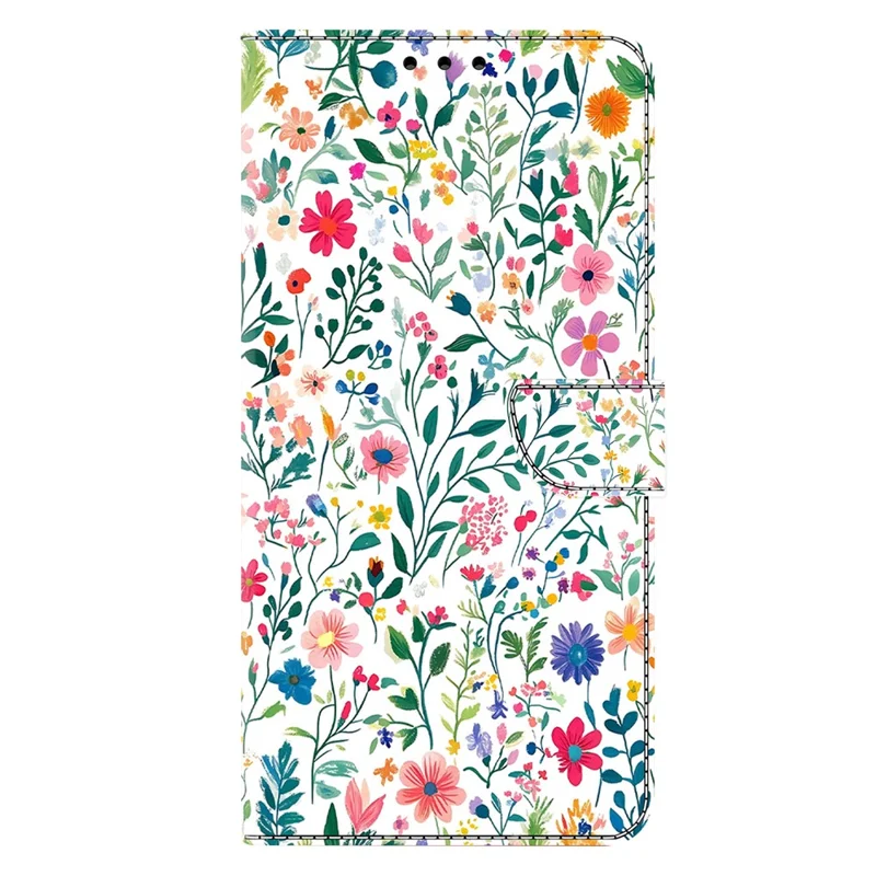 For Samsung Galaxy S25 Case Wallet Stand Pattern Printing PU Leather Flip Phone Cover - Small Flowerbed
