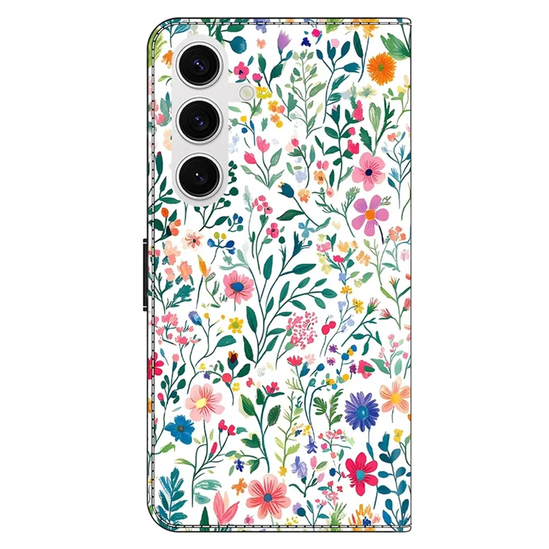 For Samsung Galaxy S25 Case Wallet Stand Pattern Printing PU Leather Flip Phone Cover - Small Flowerbed