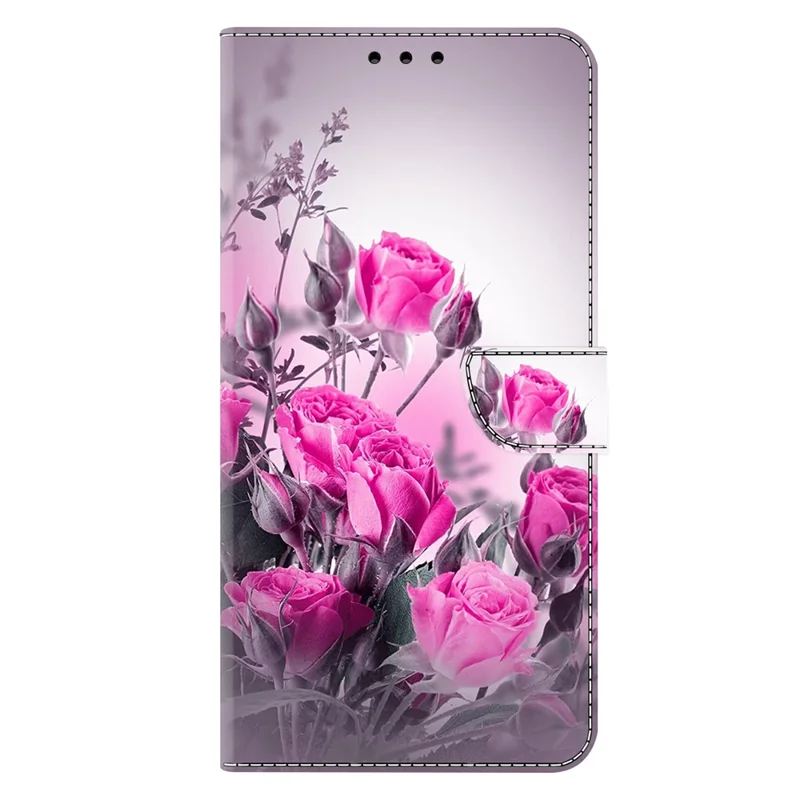 For Samsung Galaxy S24 FE Case Wallet Stand Pattern Printing PU Leather Flip Phone Cover - Purple Flowers