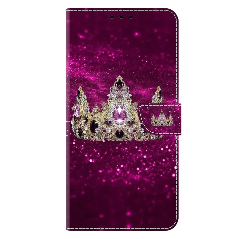 For Samsung Galaxy A26 5G Case Wallet Stand Pattern Printing PU Leather Flip Phone Cover - Purple Diamond Crown
