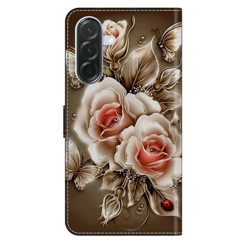 Per Samsung Galaxy A36 5G Custodia Portafoglio Supporto Stampa a motivi Pelle PU Flip Cover telefono - Marrone Rosa
