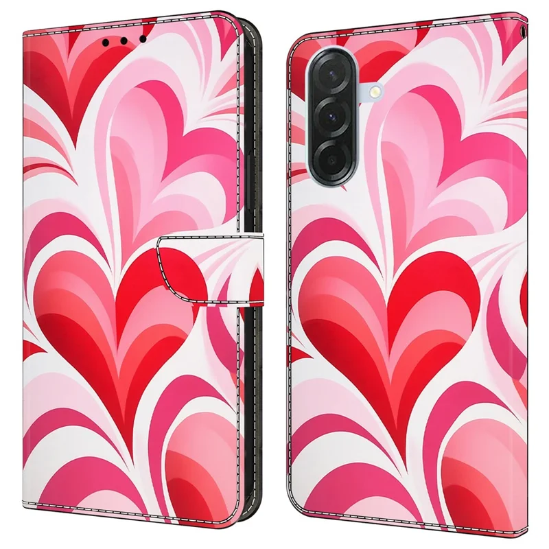 حافظة لهاتف سامسونج جالكسي A36 5G بمحفظة وحامل وطباعة تصميم من جلد البولي يوريثان - حب