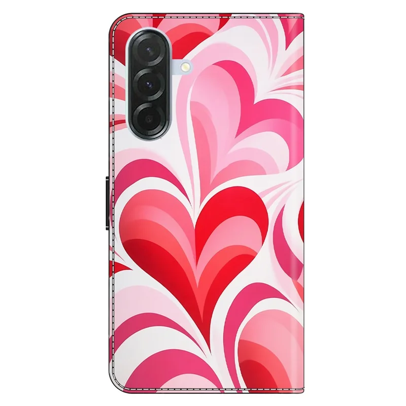 حافظة لهاتف سامسونج جالكسي A36 5G بمحفظة وحامل وطباعة تصميم من جلد البولي يوريثان - حب