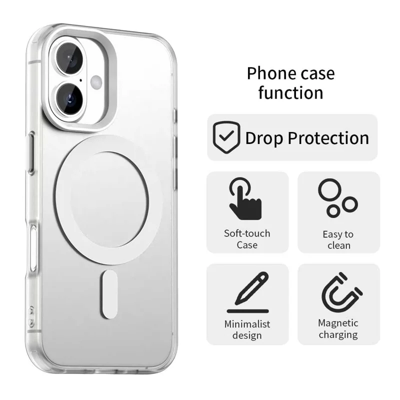 Чехол для iPhone 17, совместимый с MagSafe, противоударный гибридный задний чехол - Белый