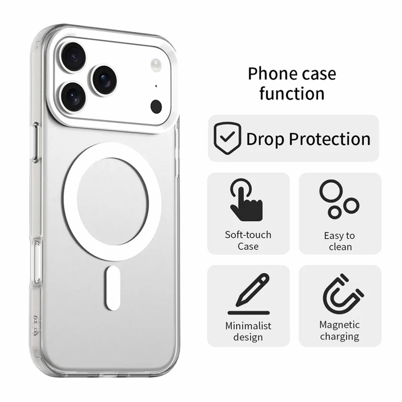 Étui pour iPhone 17 Pro Compatible avec MagSafe Anti-Chute Hybride Coque Arrière de Téléphone - Blanc
