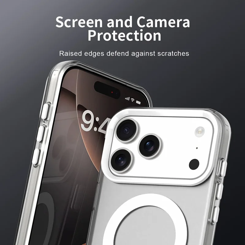 Étui pour iPhone 17 Pro Compatible avec MagSafe Anti-Chute Hybride Coque Arrière de Téléphone - Blanc