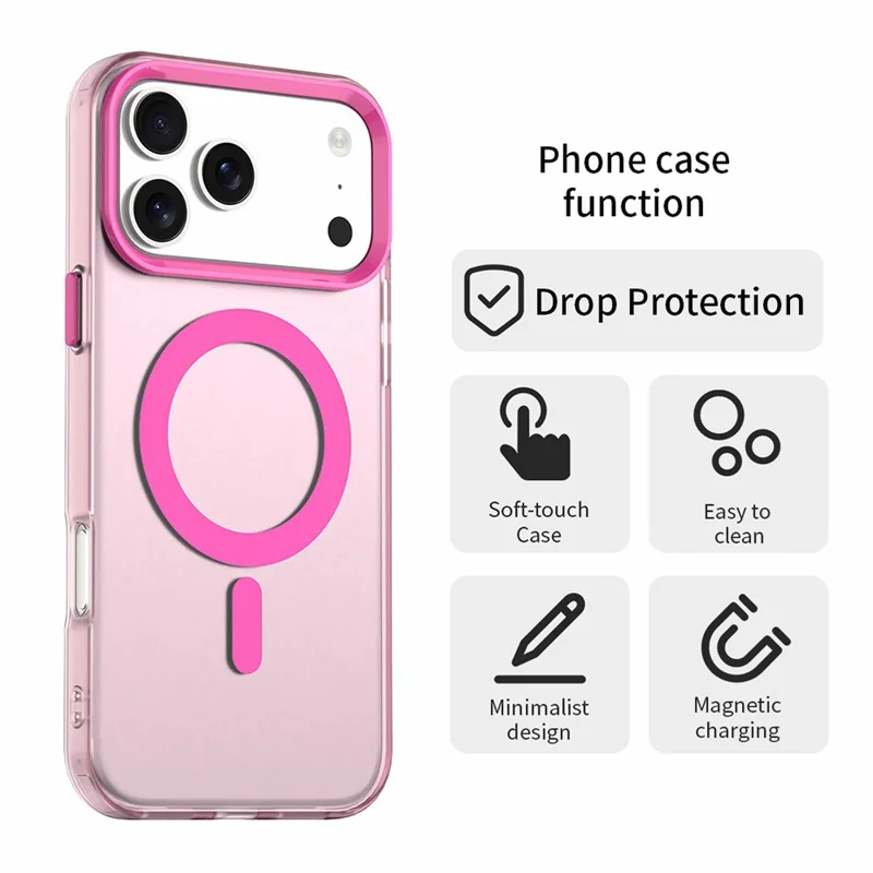 للهاتف iPhone 17 Pro غطاء حماية متوافق مع MagSafe ومقاوم للسقوط مع غطاء خلفي هجين - أحمر