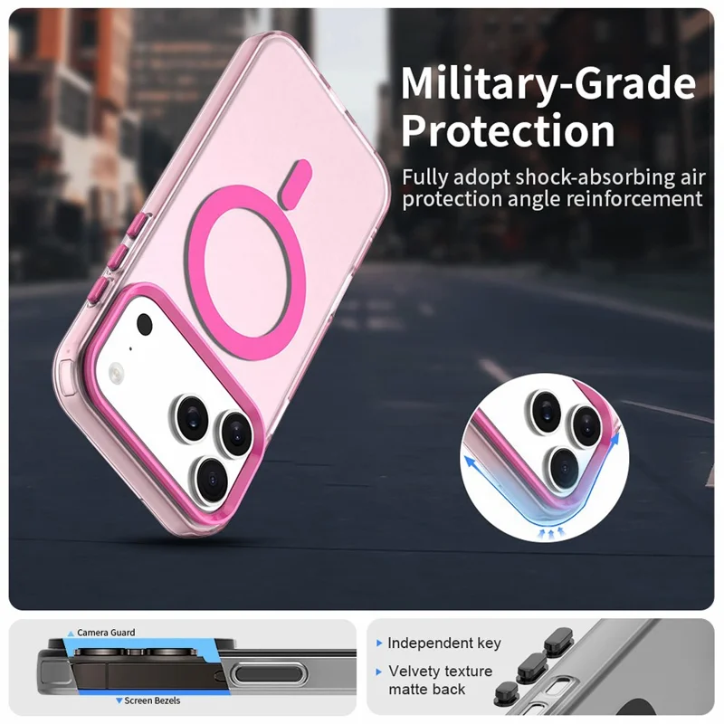 للهاتف iPhone 17 Pro غطاء حماية متوافق مع MagSafe ومقاوم للسقوط مع غطاء خلفي هجين - أحمر