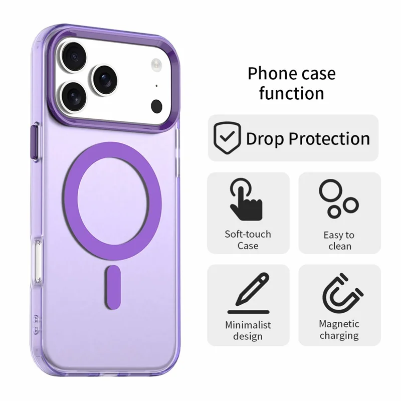 Funda para iPhone 17 Pro Compatible con MagSafe Híbrida Antigolpes para Parte Trasera del Teléfono - Morado