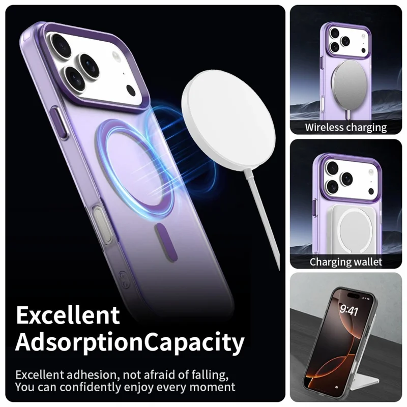 Funda para iPhone 17 Pro Compatible con MagSafe Híbrida Antigolpes para Parte Trasera del Teléfono - Morado