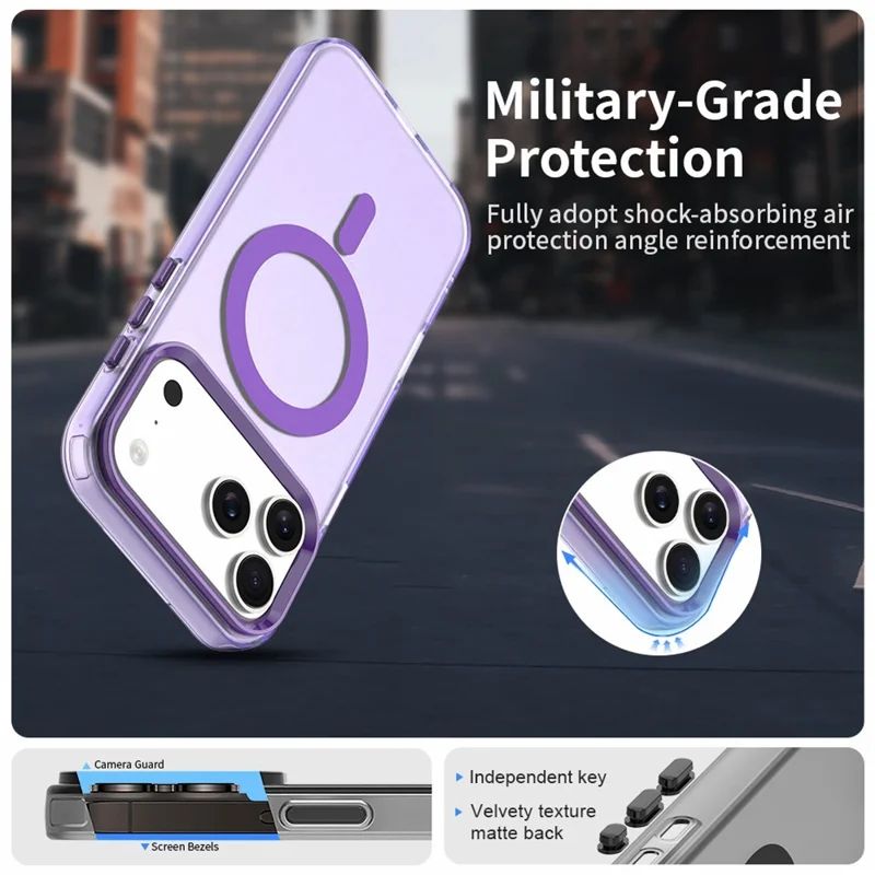 Funda para iPhone 17 Pro Compatible con MagSafe Híbrida Antigolpes para Parte Trasera del Teléfono - Morado