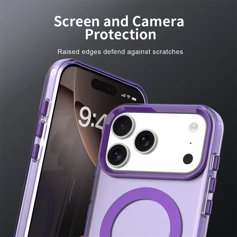 Funda para iPhone 17 Pro Compatible con MagSafe Híbrida Antigolpes para Parte Trasera del Teléfono - Morado