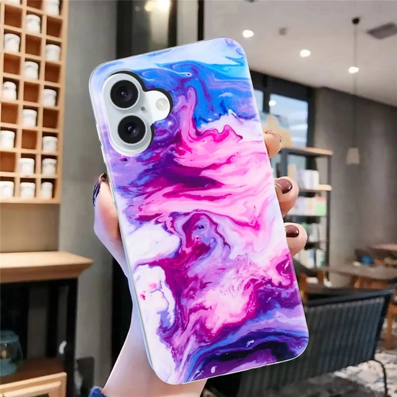 For iPhone 17 Case Marble Pattern Painted TPU Phone Back Cover - Rose