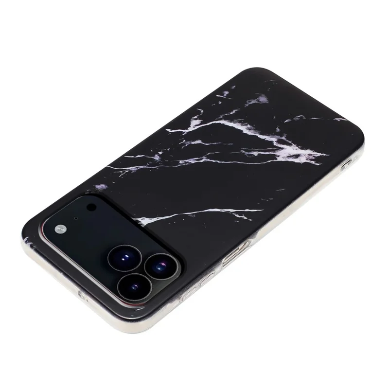 Étui pour iPhone 17 Pro Motif Marbre Peint TPU Coque Arrière de Téléphone - Noir