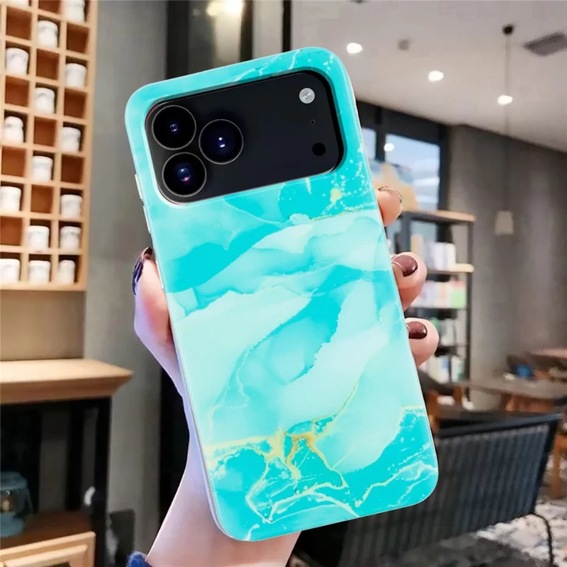Für iPhone 17 Pro Hülle Marmormuster Bedruckt TPU Handyrückseite - Grün