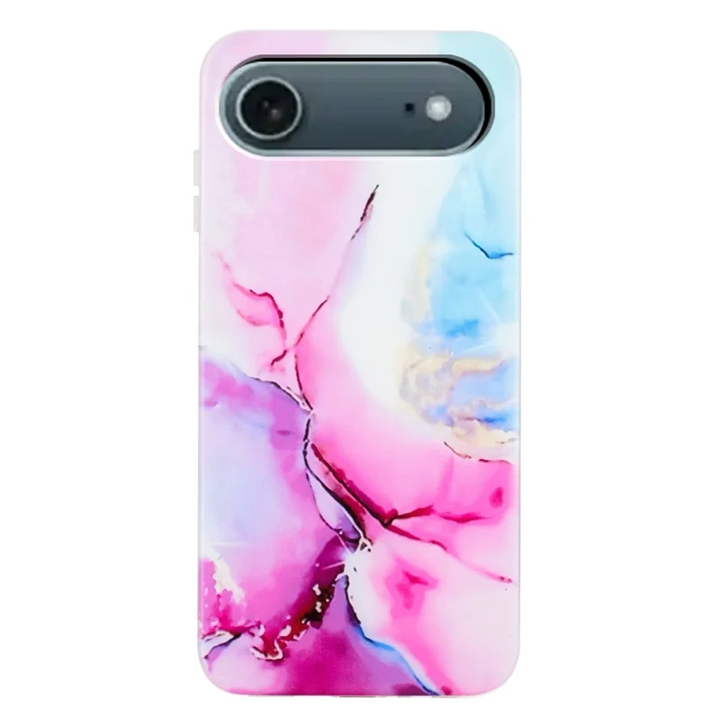 Für iPhone 17 Lufthülle Marmorstruktur bemalte TPU Handyhülle - Pink / Blau