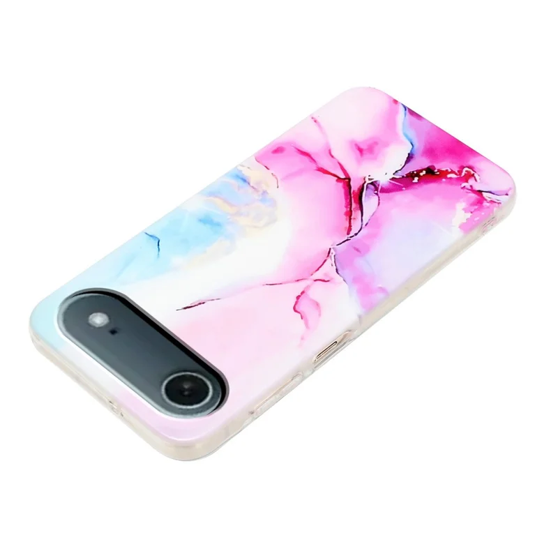Für iPhone 17 Lufthülle Marmorstruktur bemalte TPU Handyhülle - Pink / Blau