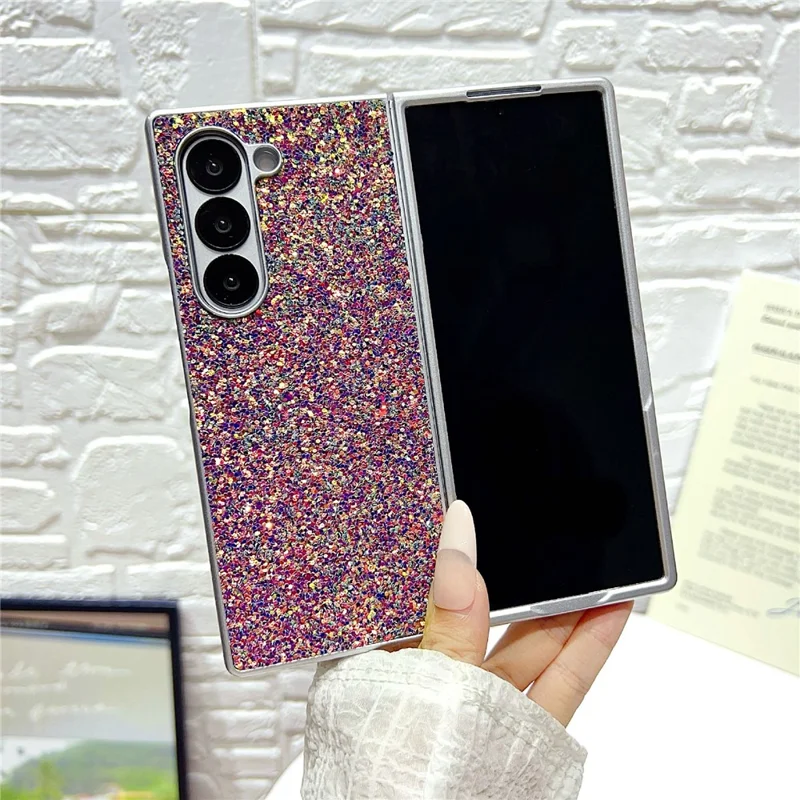 For Samsung Galaxy Z Fold7 5G Case Rubberized Silver Edge Phantom Glitter Hard PC Phone Cover - Green
