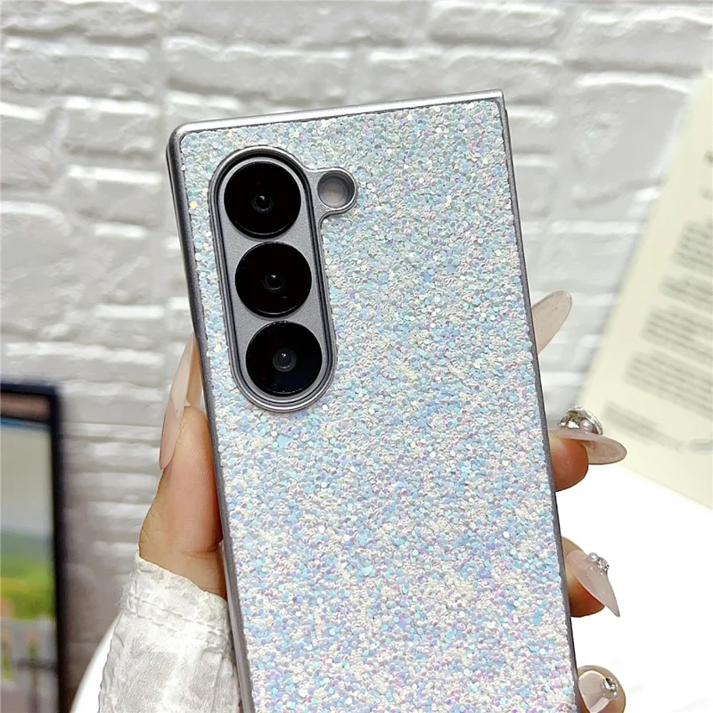 For Samsung Galaxy Z Fold7 5G Case Rubberized Silver Edge Phantom Glitter Hard PC Phone Cover - Green