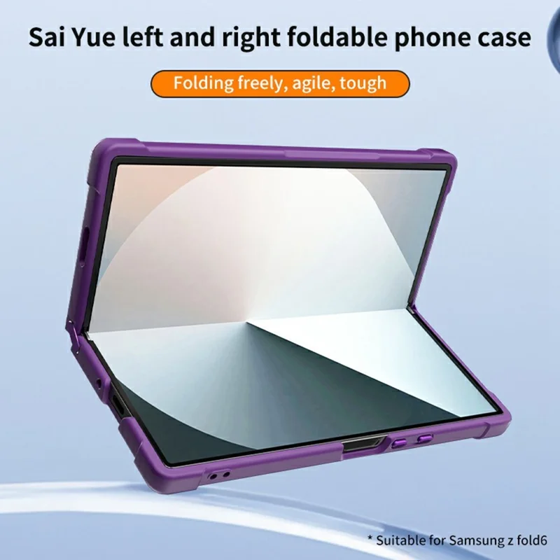 For Samsung Galaxy Z Fold6 5G Magnetic Case CD Vein Kickstand Shockproof TPU + PC Phone Cover - Purple