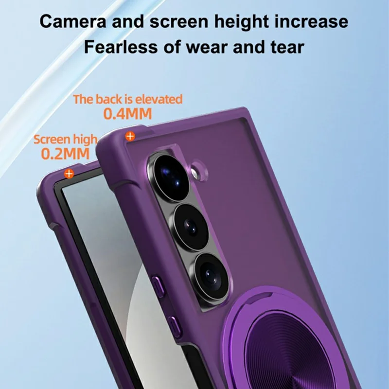 For Samsung Galaxy Z Fold6 5G Magnetic Case CD Vein Kickstand Shockproof TPU + PC Phone Cover - Purple