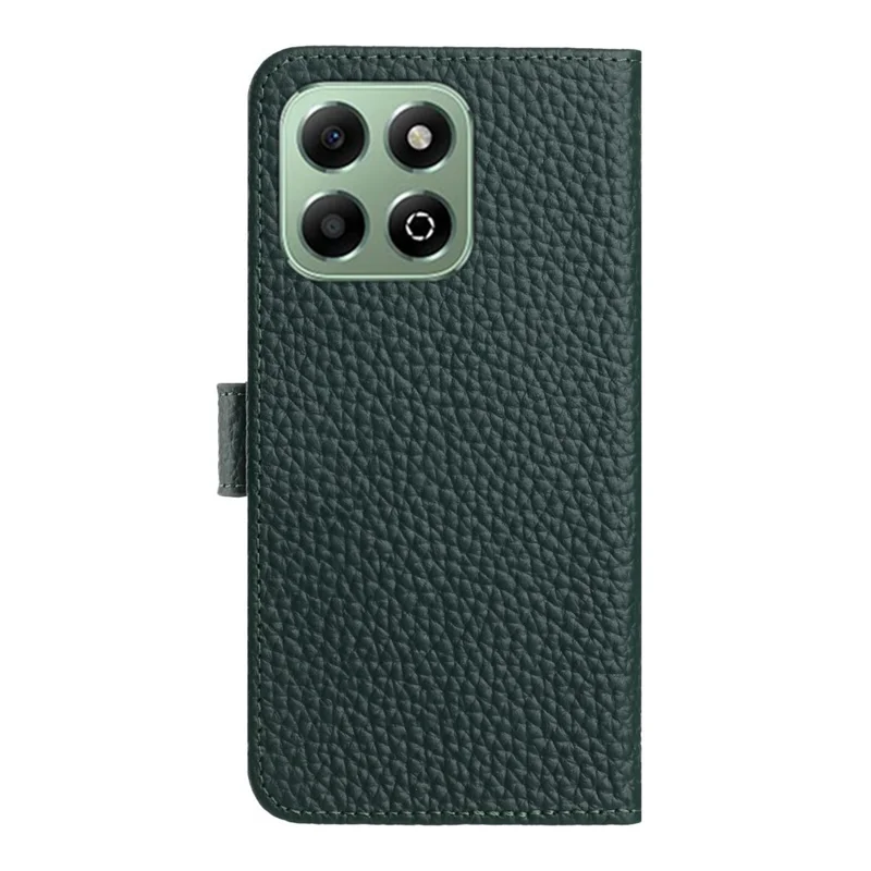 Für Honor 200 Smart 5G / X7c 4G Hülle Brieftasche Ständer Litschi-Textur Echtes Rindsleder Klapphülle - Grün