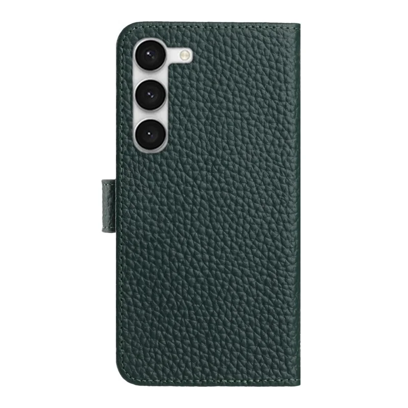 Capa Carteira para Samsung Galaxy S23+ com Suporte, Textura de Couro de Vaca Genuíno, Flip - Verde